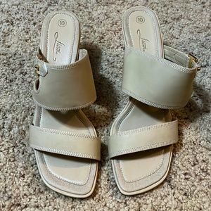 Fioni 2 strap sandals with gold buckle.